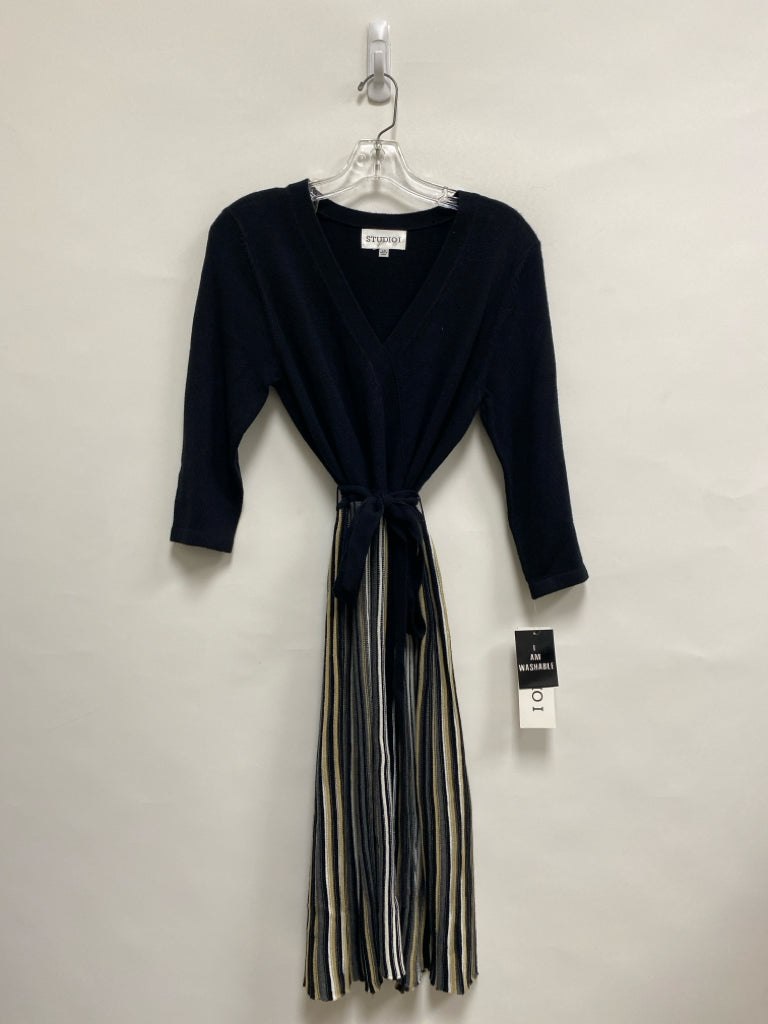 Size L Black White/Tan Striped Ladies Dress