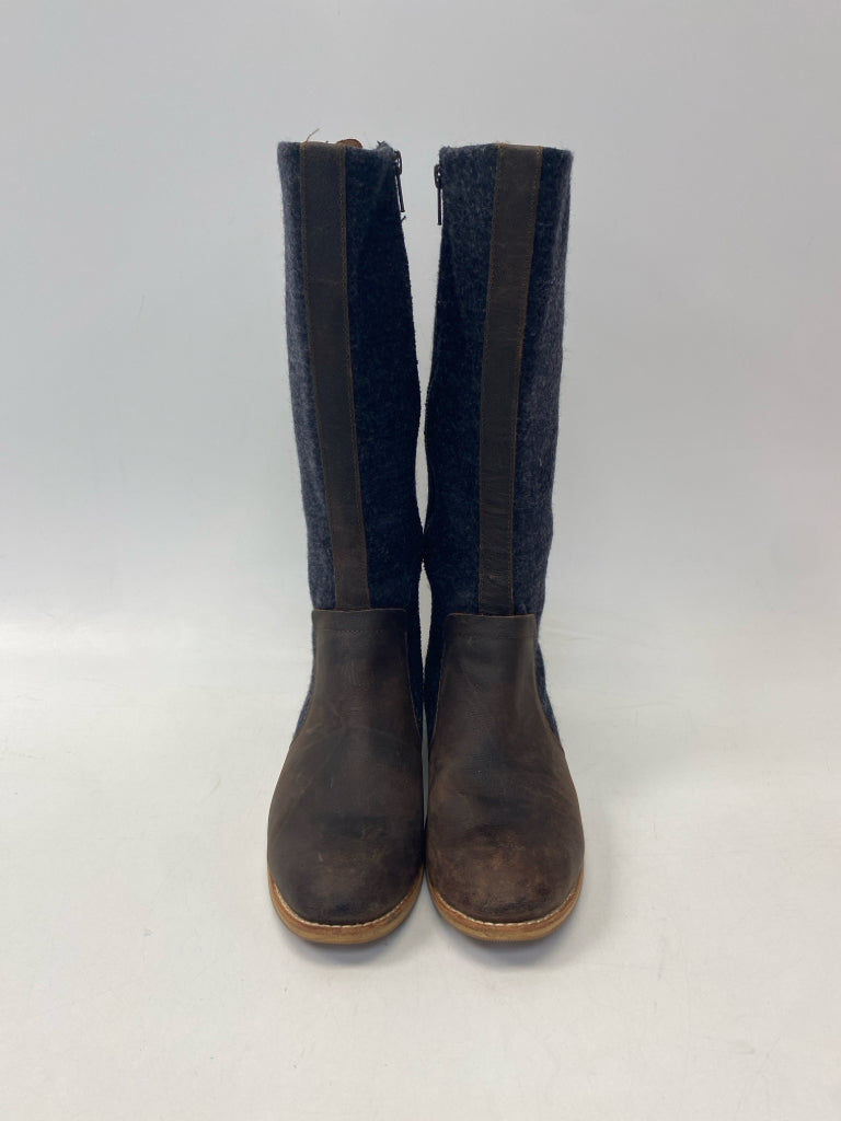 NWOT  Size 8 Brown/Black Side Zipper Wool Boots