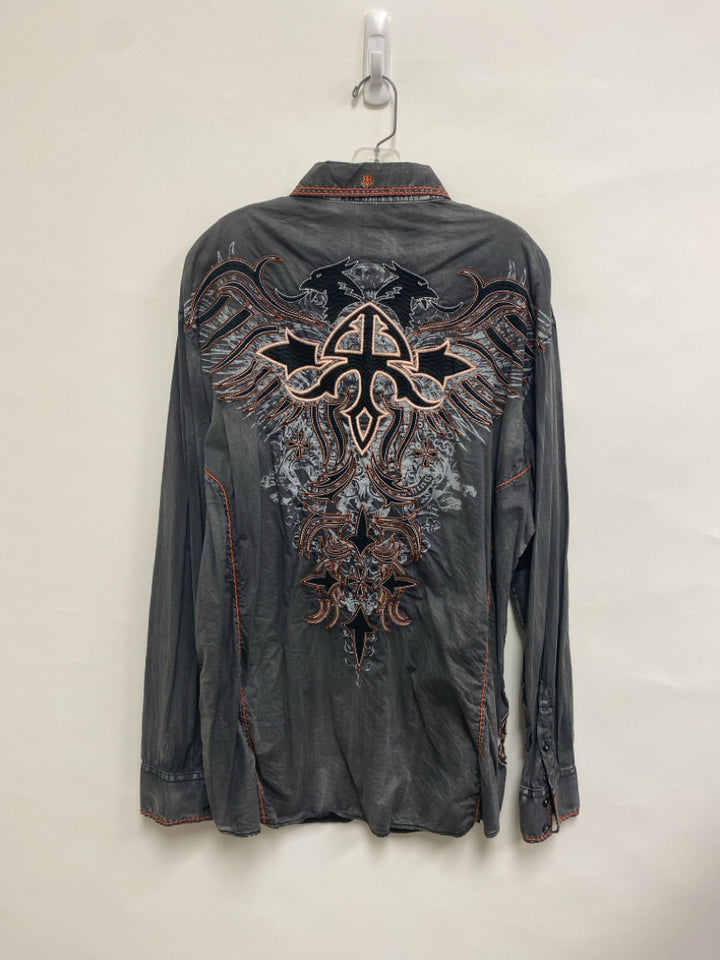 Roar Brand Size 2X Charcoal Orange/White Embroidered Men&