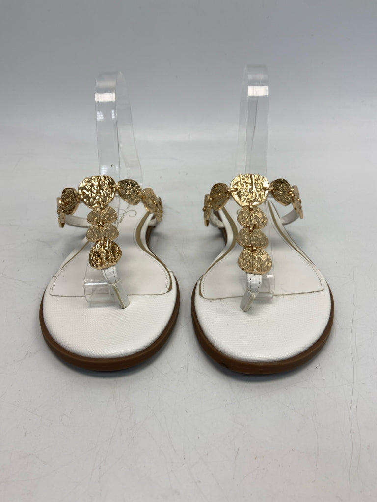 Jessica Simpson  Size 8 White Gold Accent(s) Sandals