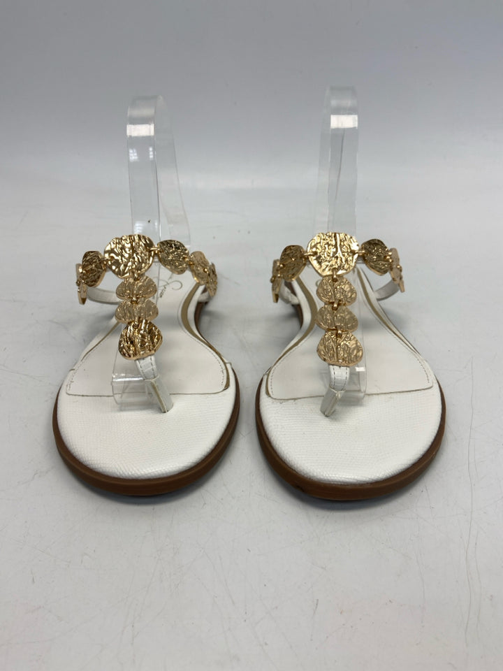 Jessica Simpson  Size 8 White Gold Accent(s) Sandals