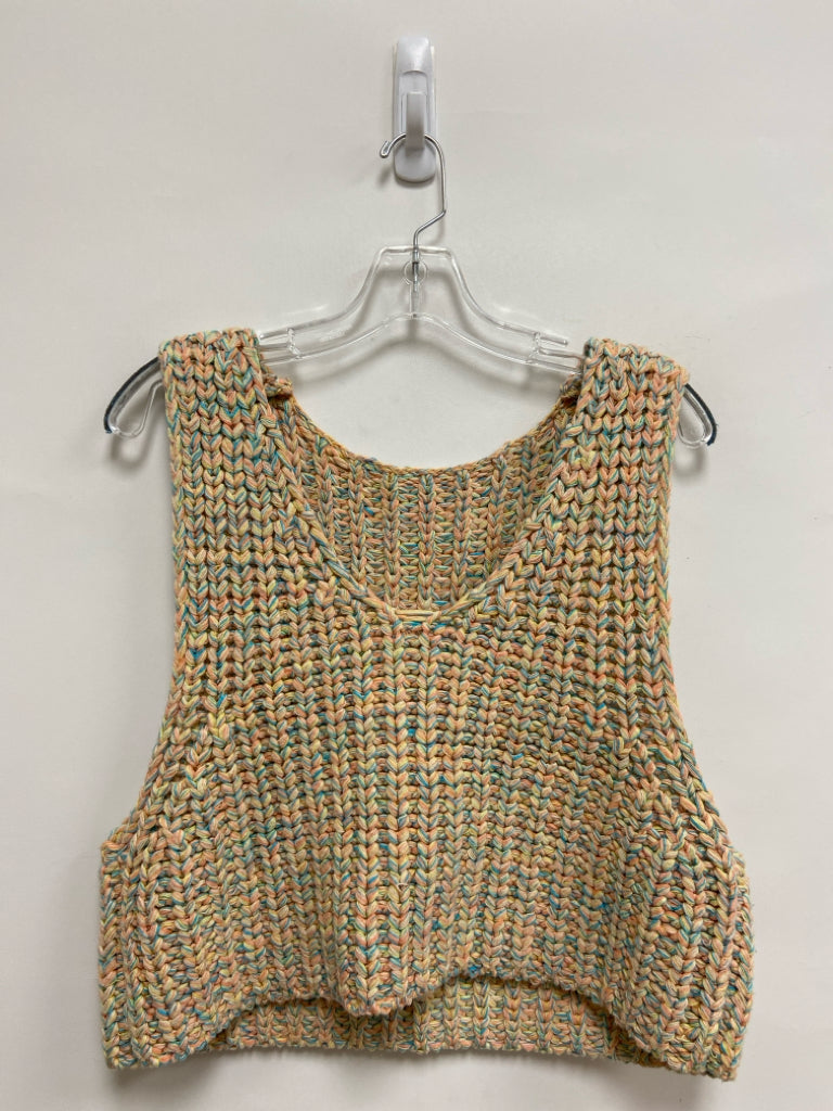 Size XS Peach Blue/Yellow Sleeveless Ladies Sweater