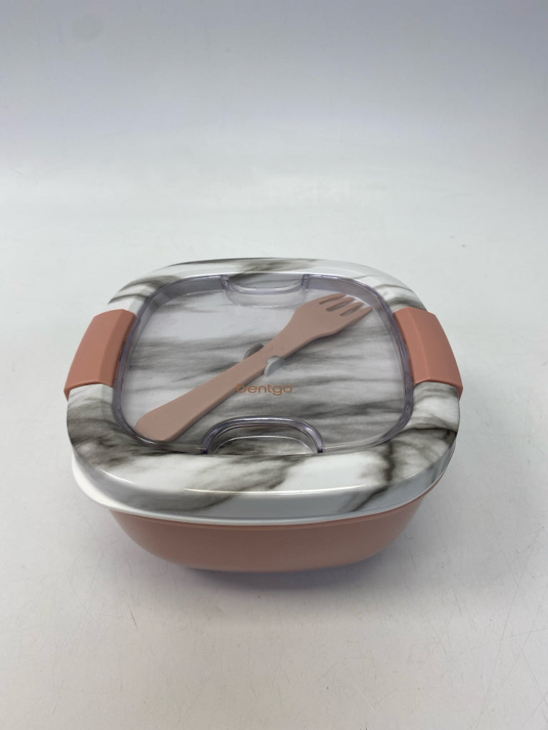 Gray White/Pink Marbled Storage Container