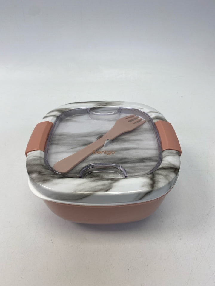 Gray White/Pink Marbled Storage Container