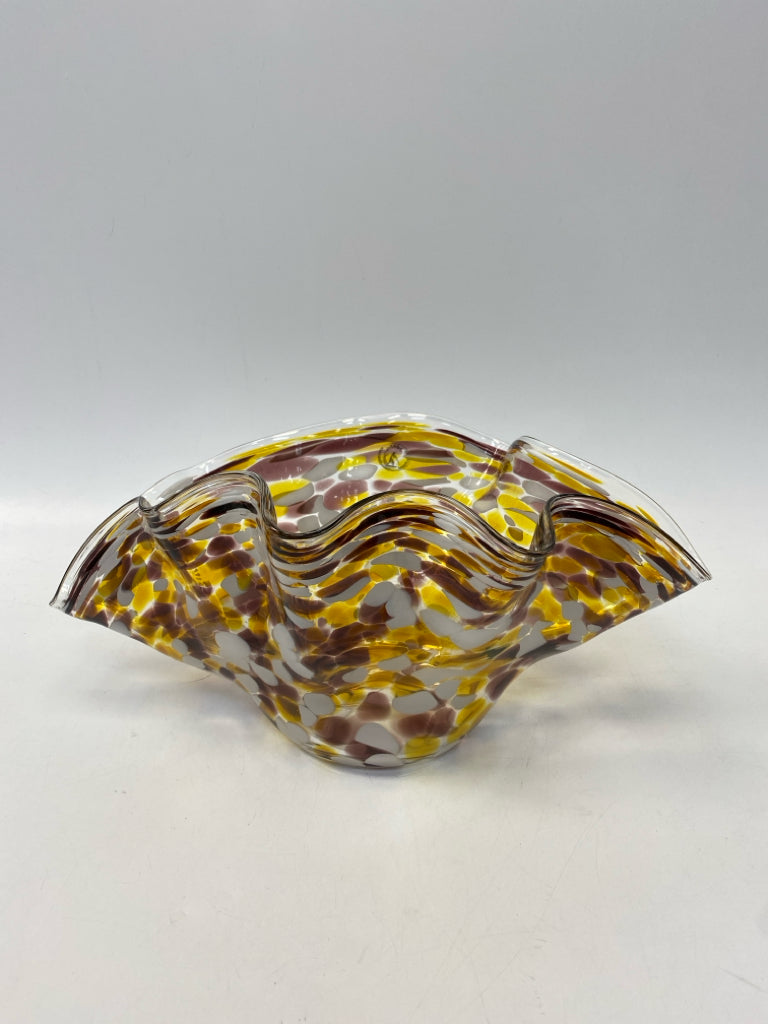 Gold/Clear Purple/White Speckles Glass Vase