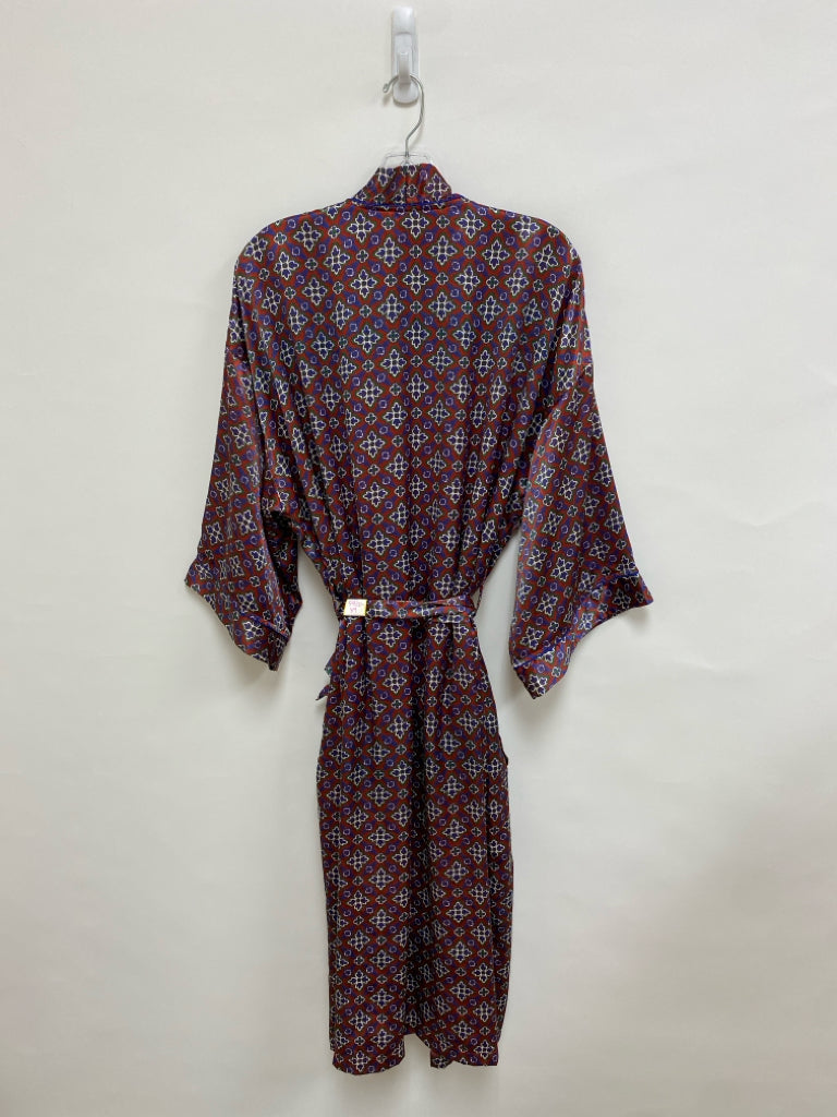 Christian Dior Size OSFM Burgundy/Navy Cream/Green Print Satin Men&