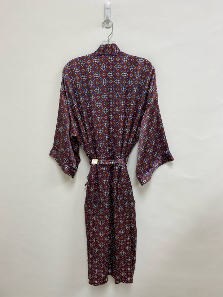 Christian Dior Size OSFM Burgundy/Navy Cream/Green Print Satin Men&
