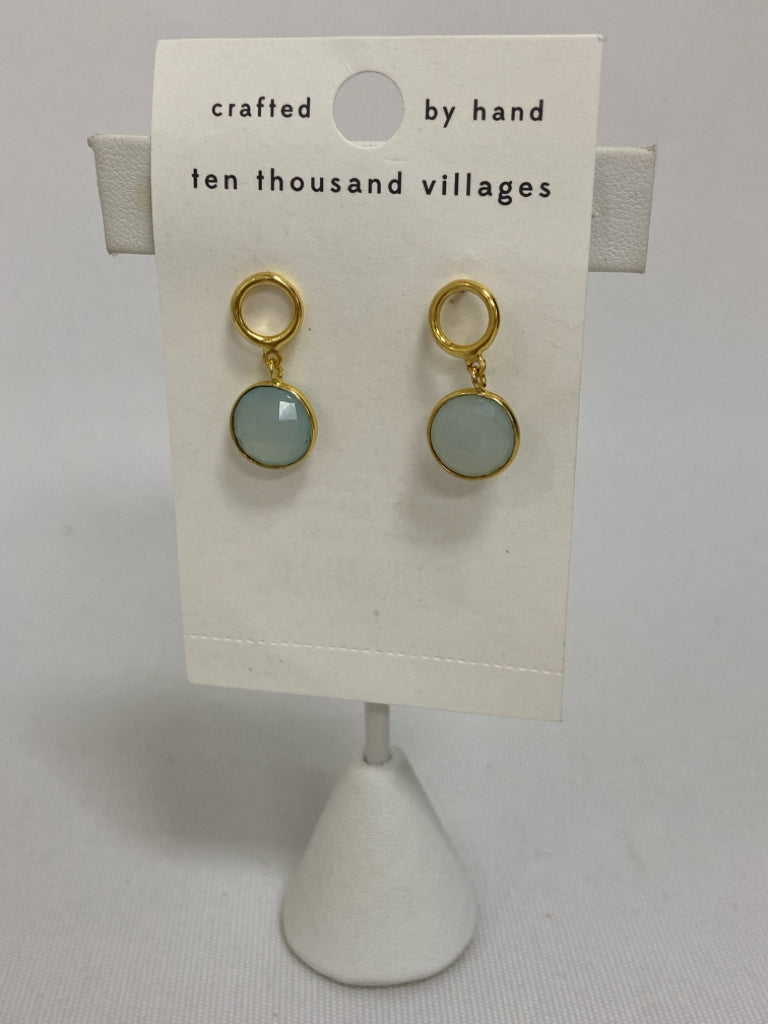 NWT Gold Color Blue Stones Earrings