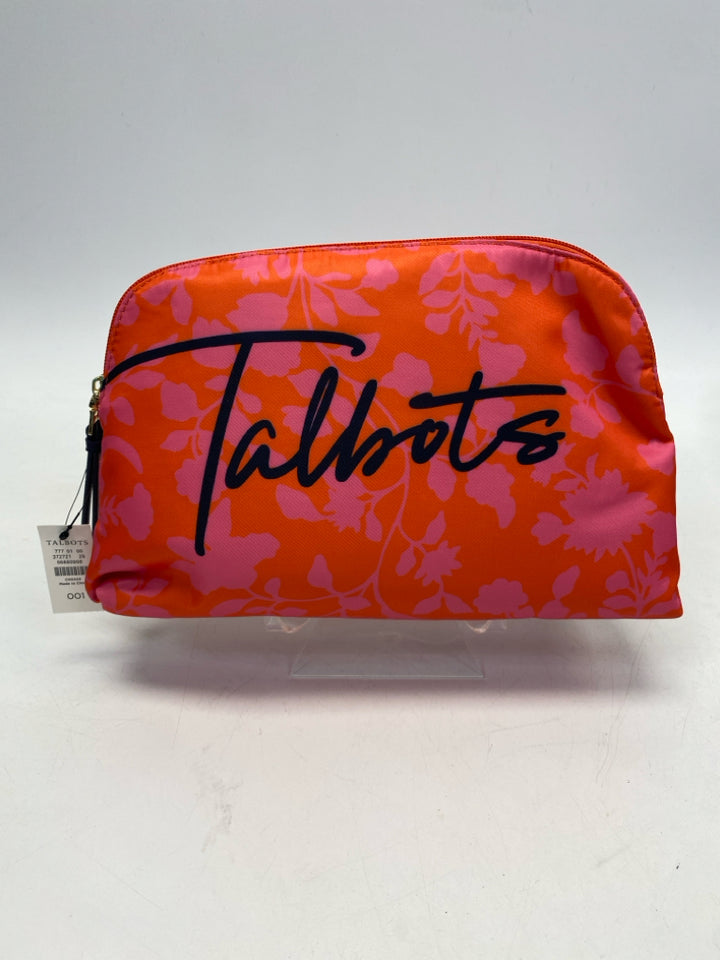 NWT Talbots Red Pink Flowers Make-up Bag
