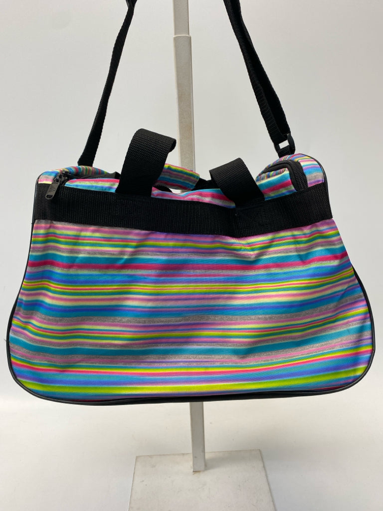 Adidas Black Multi Color Stripe Duffle Bag