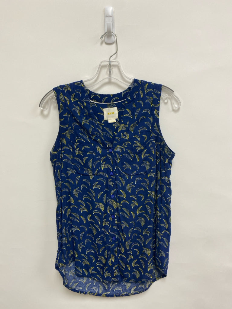 Maeve Size 2 Blue Yellow Sleeveless Ladies Top