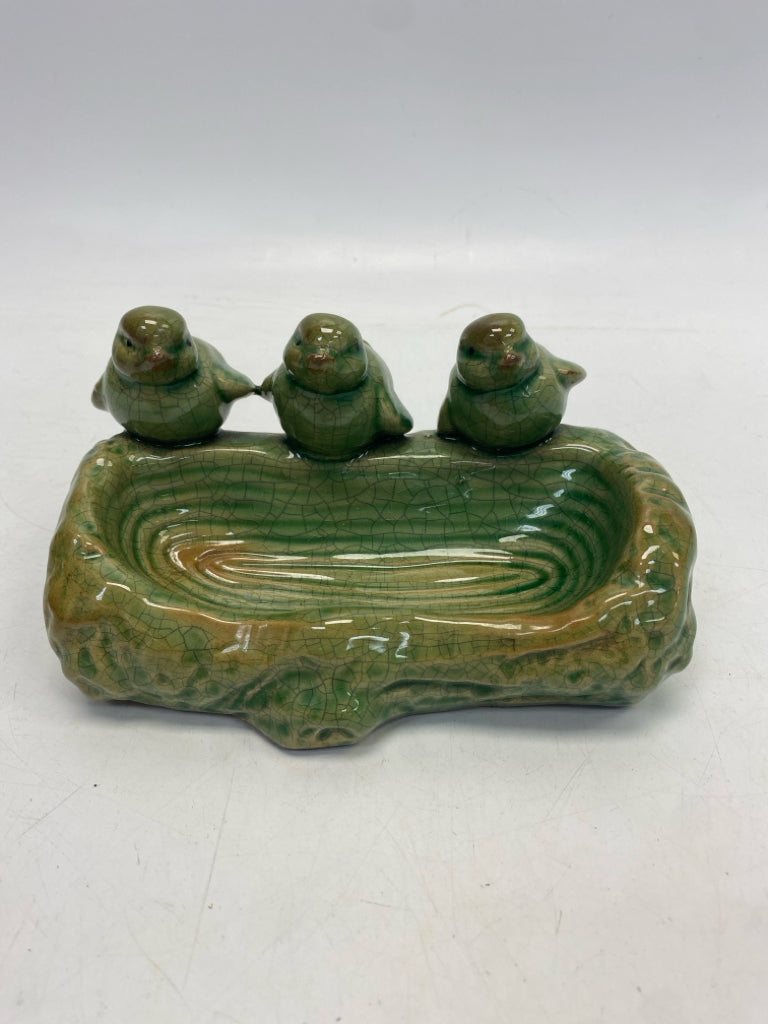 Green Birds Ceramic Soap Dish