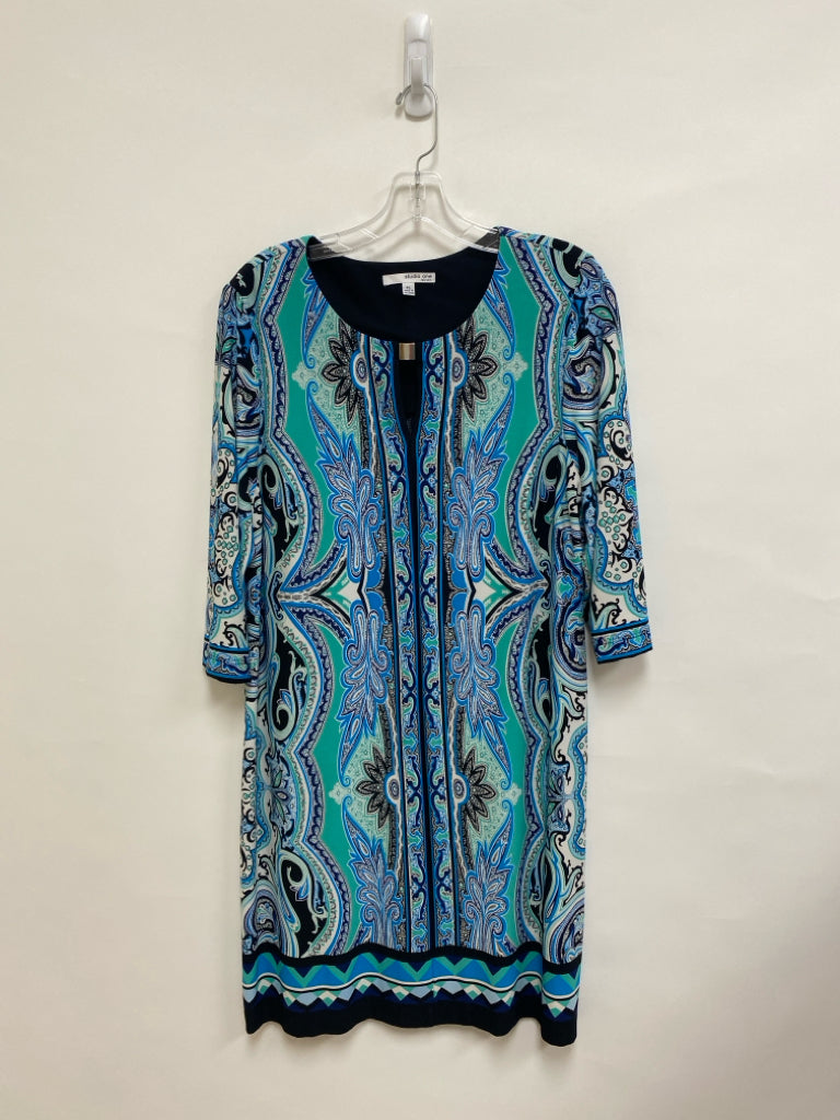 Size LP Turquoise Black/White Print Petite Dress
