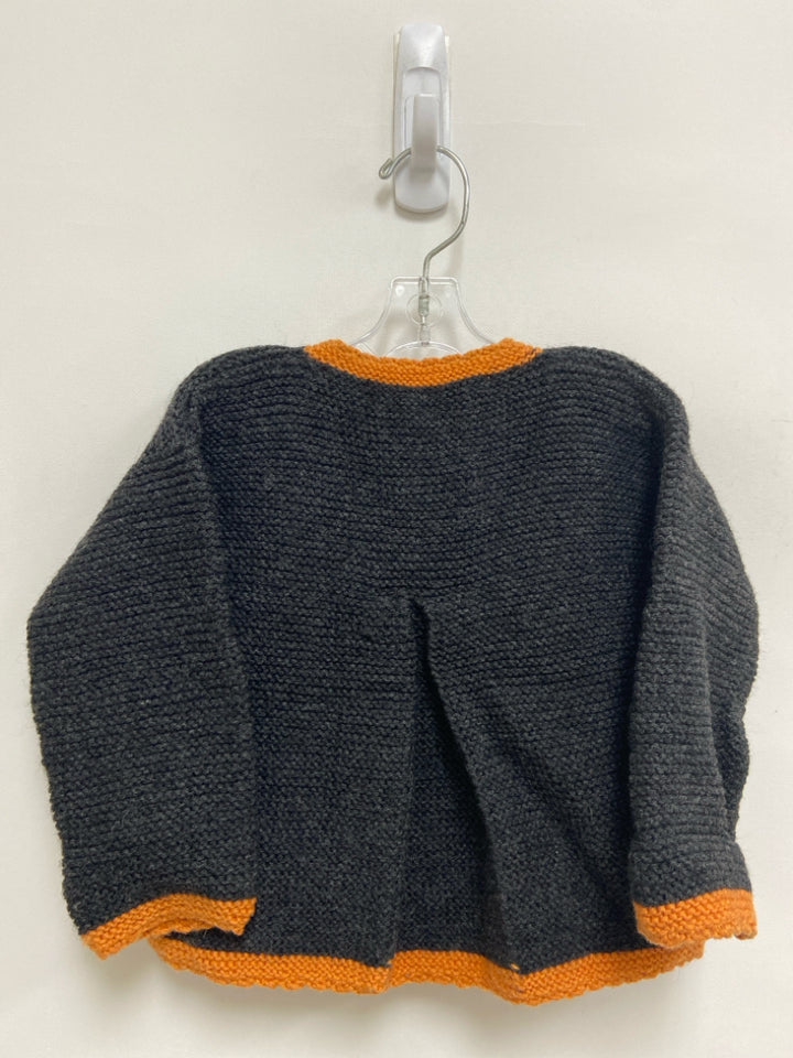 SIZE 12M Charcoal Orange Trimmed Button Up Wool Boy&