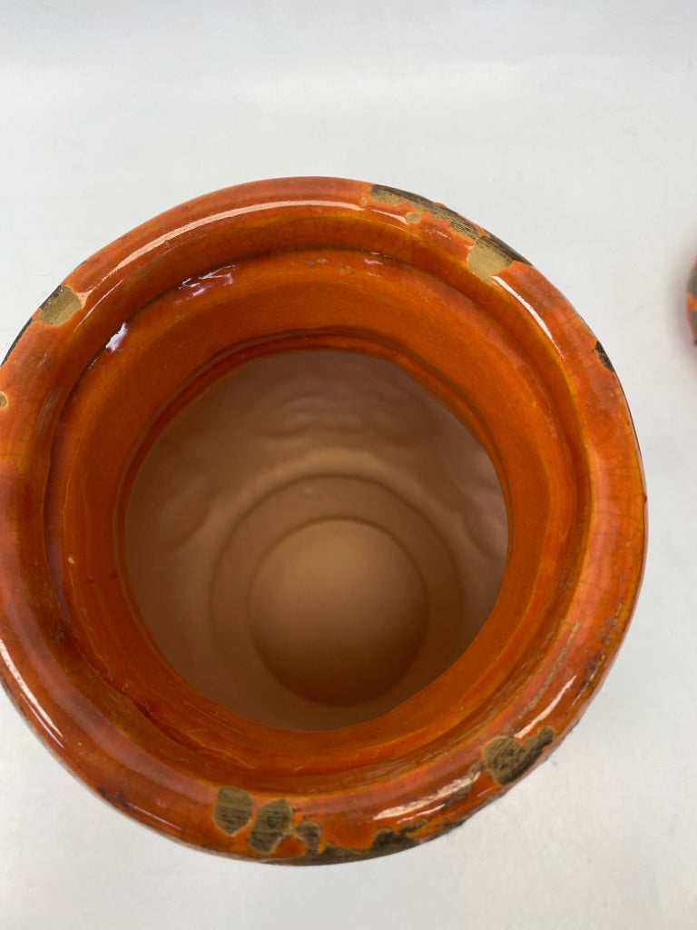 Orange Brown Distressed Jar