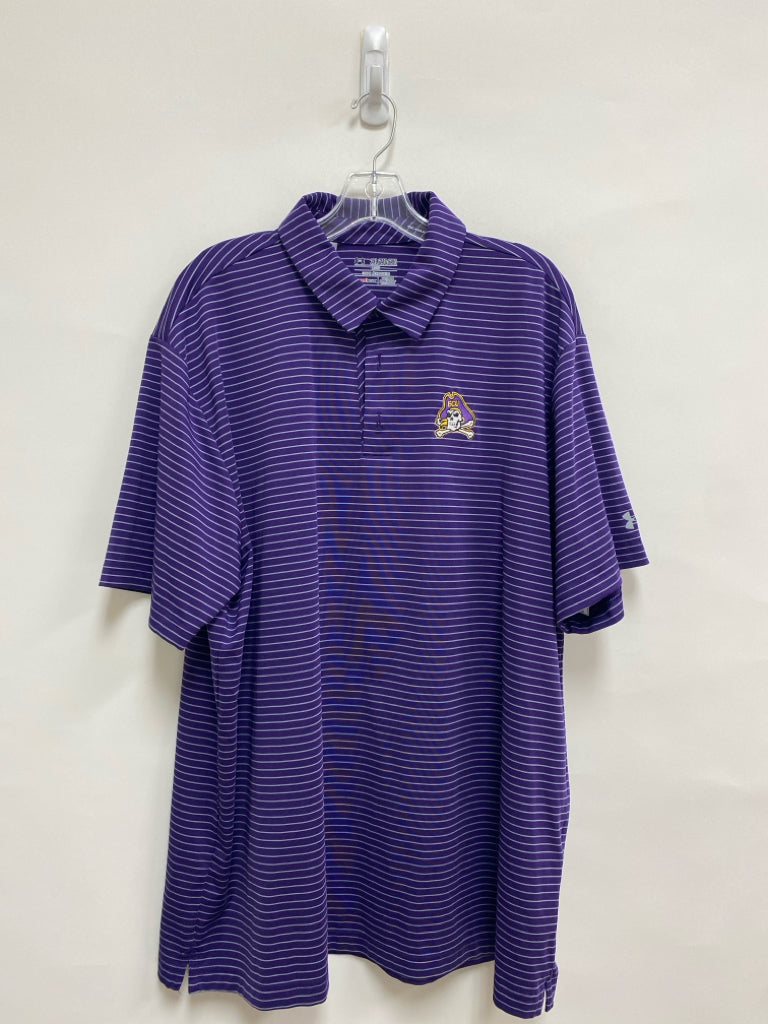 Under Armour Size 2X Purple Gray Striped Polo Men&