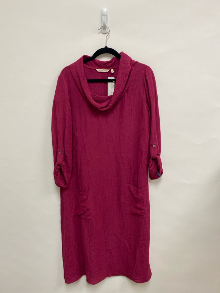 NWT Soft Surroundings Size L Magenta Texture Cowl Neck Ladies Dress