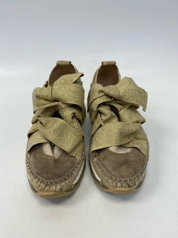 Gaimo Size 37 Brown Gold Lace-up Sneakers