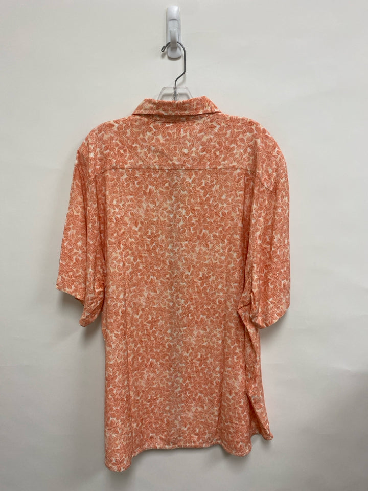 NWT Tommy Bahama Size XL Coral Cream Print Button Up Men&