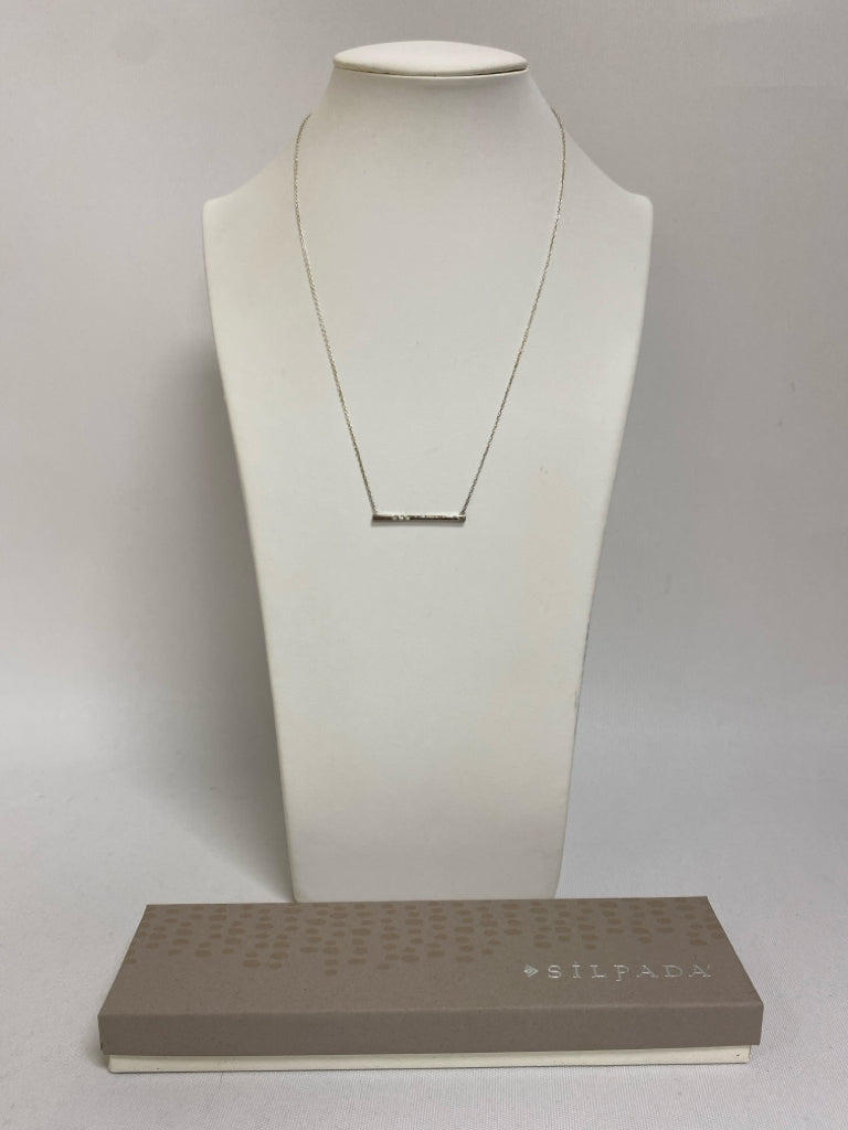 NEW/BOX Silver Clear Jeweled Necklace
