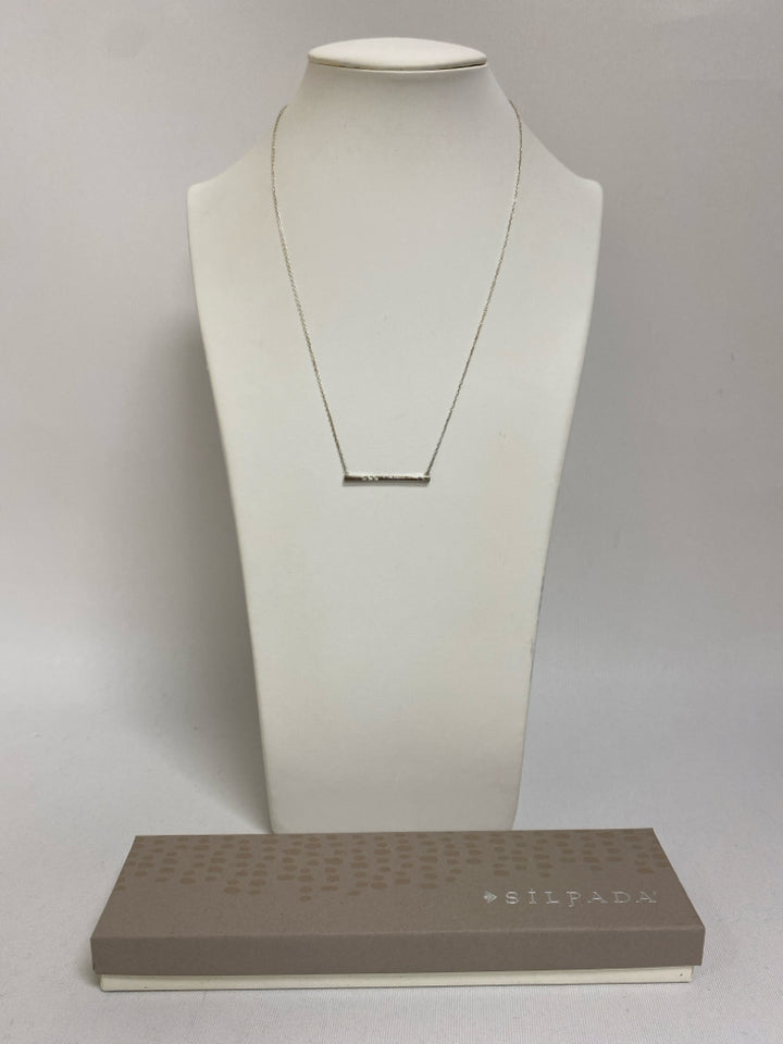 NEW/BOX Silver Clear Jeweled Necklace