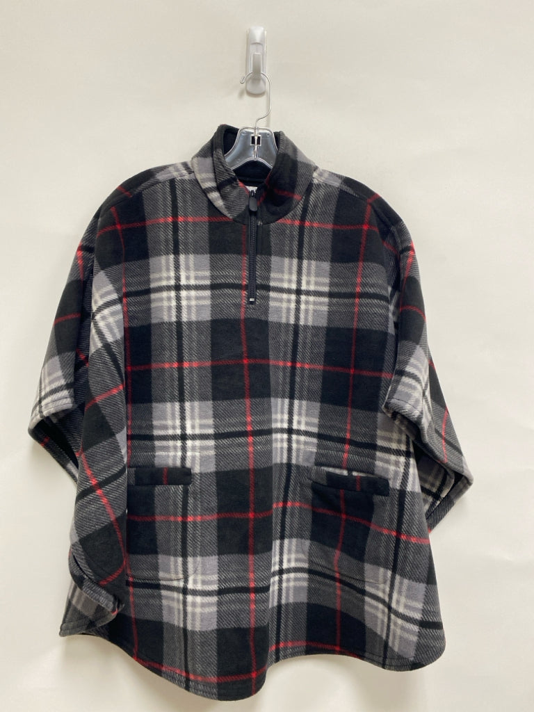Martha Stewart Size OSFA Gray Black/Red Plaid Cape Fleece Ladies Pullover