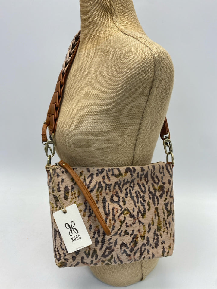 NWT Hobo Blush Brown/Yellow Animal Print Leather Crossbody