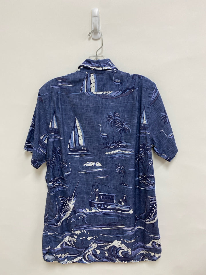 Cremieux Size S Blue White/Navy Tropical Button Up Men&