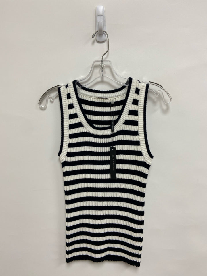 NWT Elie Tahari Size L Navy White Striped Sleeveless Ladies Sweater