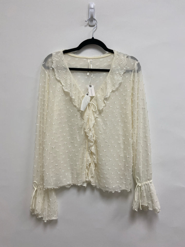 NWT Anthropologie Size M White Swiss Dot Sheer Ladies Top