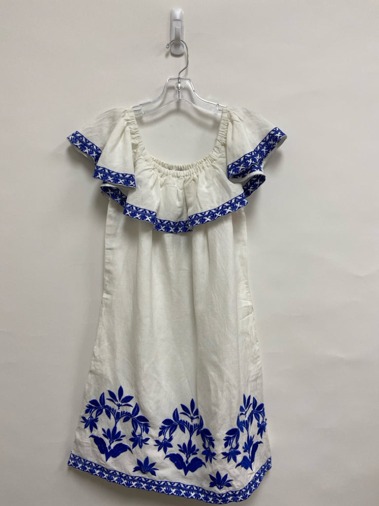 NWT Tommy Bahama Size S White Blue Embroidered Sleeveless Ladies Dress