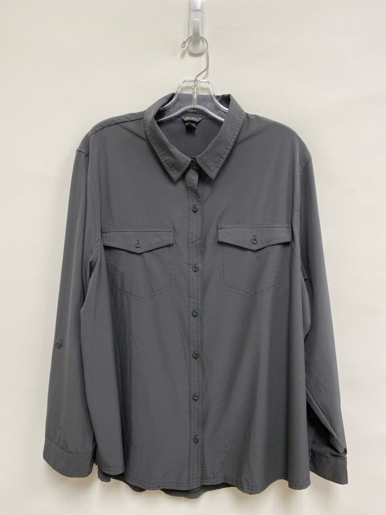 Eddie Bauer Size XXL Charcoal Button Up Plus Size Top