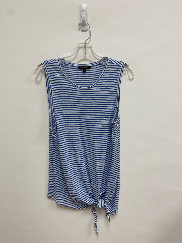 Banana Republic Size M White Blue Striped Sleeveless Ladies Top