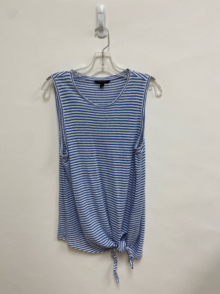 Banana Republic Size M White Blue Striped Sleeveless Ladies Top