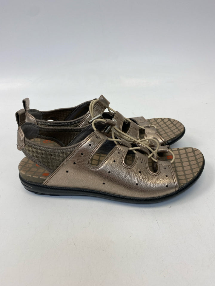 Ecco EU Shoe Size 39 US Shoe Size 8 Pewter Lace-up Sandals