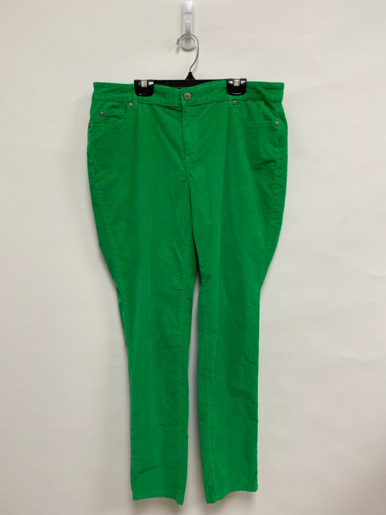 Crown &amp; Ivy Size 14 Green Corduroy Ladies Pants