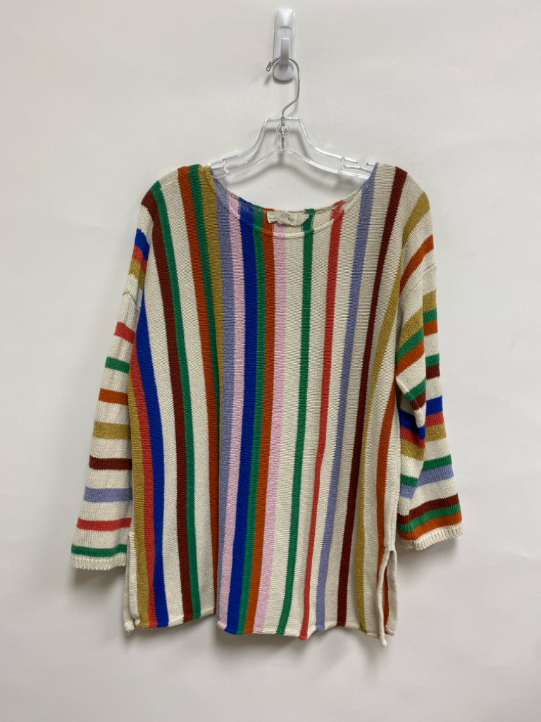 Size M Cream Multi Color Striped Ladies Sweater