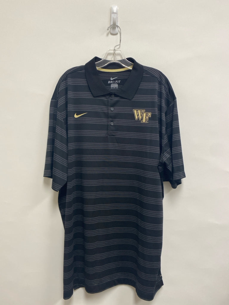Nike Size 2X Black/Gray Beige Stripes Polo Men&