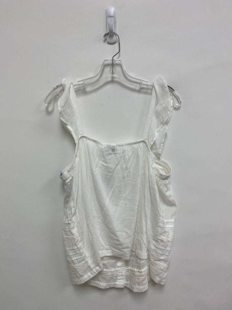 NWT Lucky Brand Size L White Ruffles Tank Ladies Top