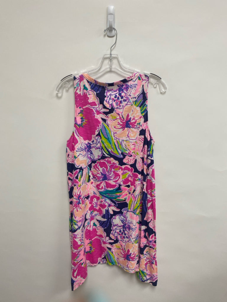 LILLY PULITZER Size M White/Pink Navy/Multi Floral Sleeveless Ladies Dress