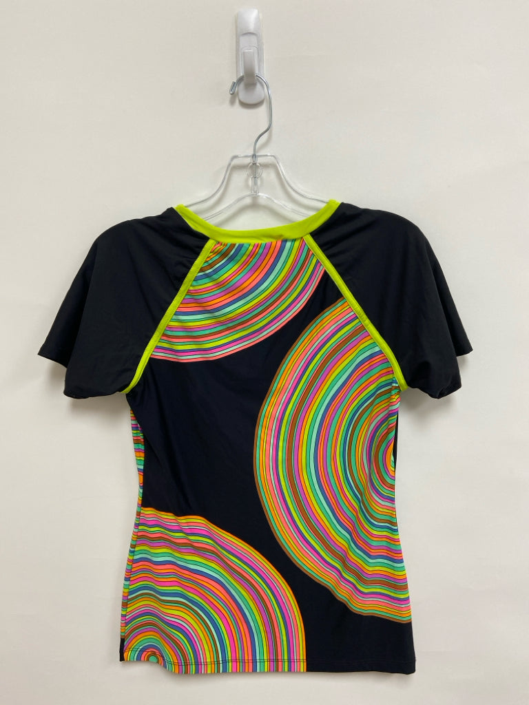 Trina Turk Size L Black Green/Multi Circles Ladies Top