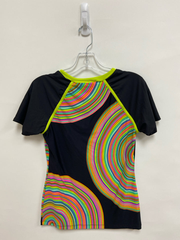 Trina Turk Size L Black Green/Multi Circles Ladies Top