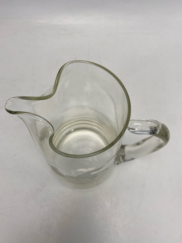 Clear Frosted Ducks Glass Pitcher