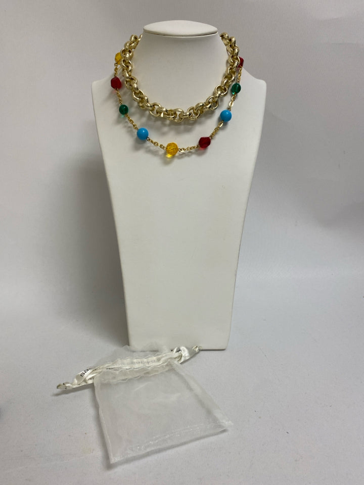 sabika Blue/Yellow Green/Red Beaded Necklace