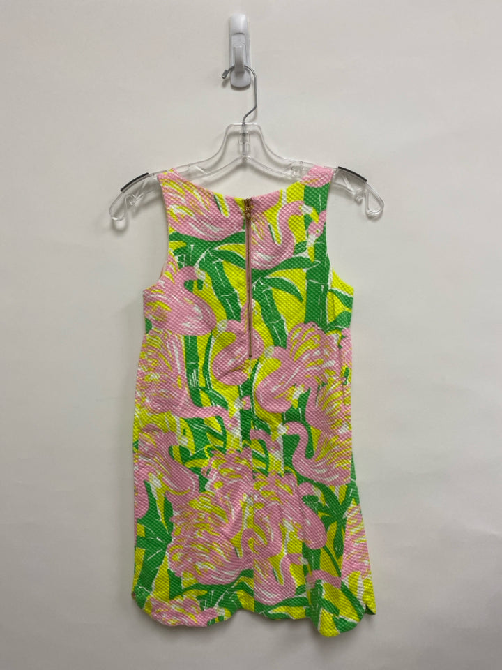 LILLY PULITZER SIZE 10/12 Pink/Yellow Green/White Sleeveless Girl&
