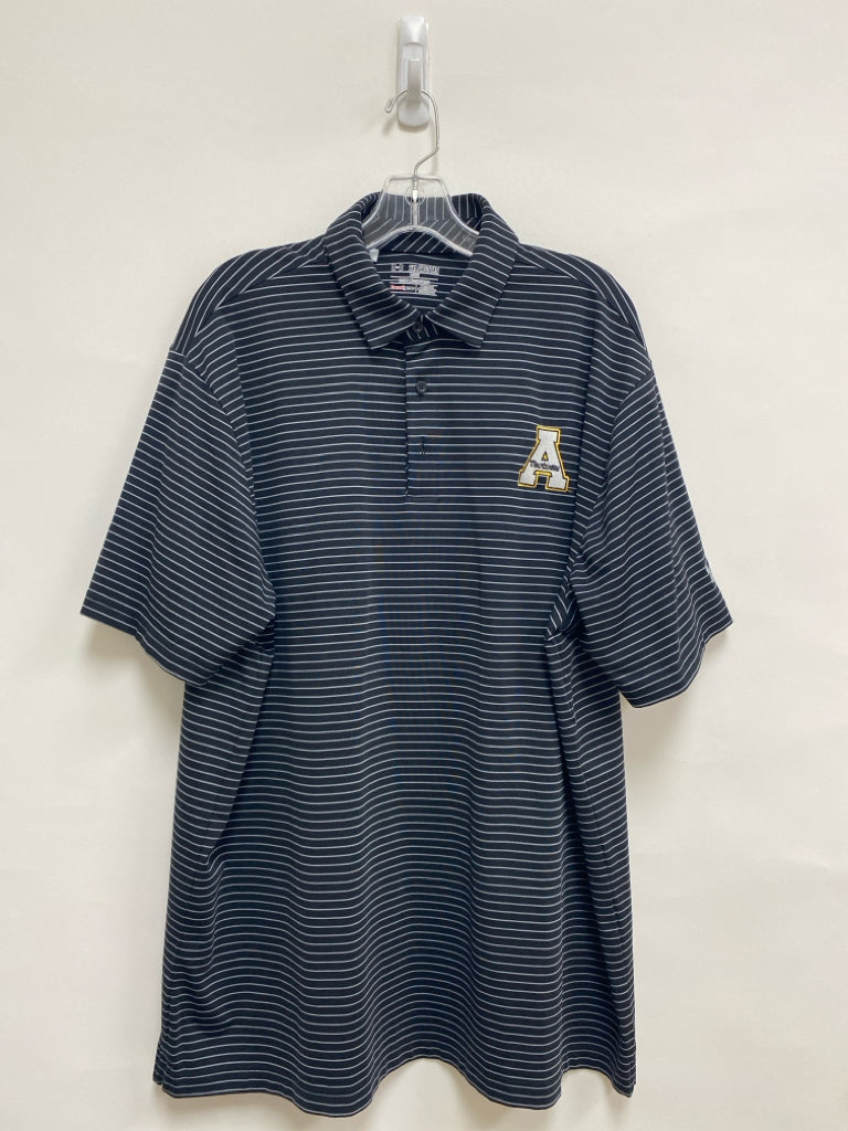 Under Armour Size 2X Black Gray Striped Polo Men&