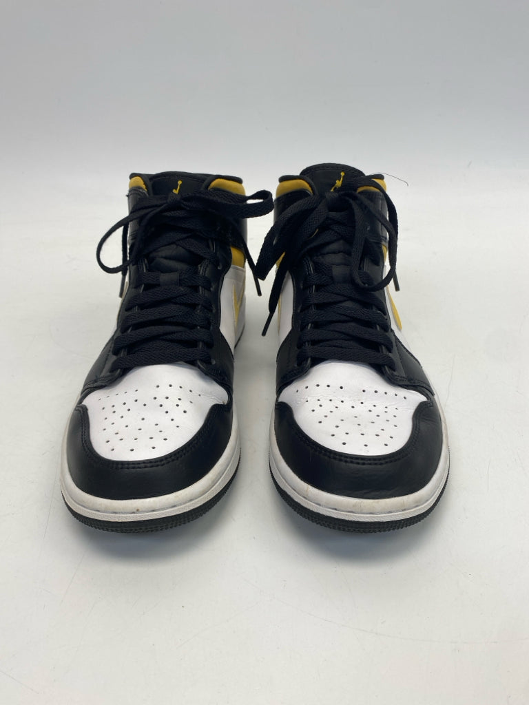 Nike Size 8.5 White/Black Yellow Lace-Up Men&