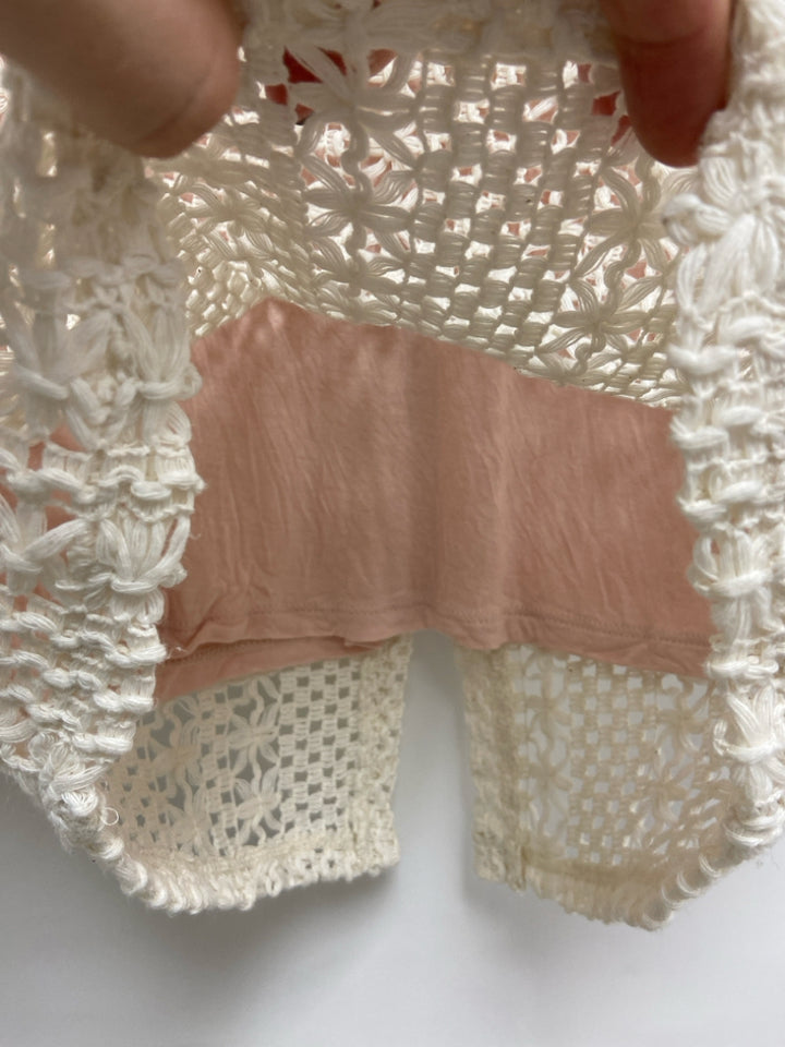 Free People Size 2 Pink Cream Overlay Crochet Ladies Skirt