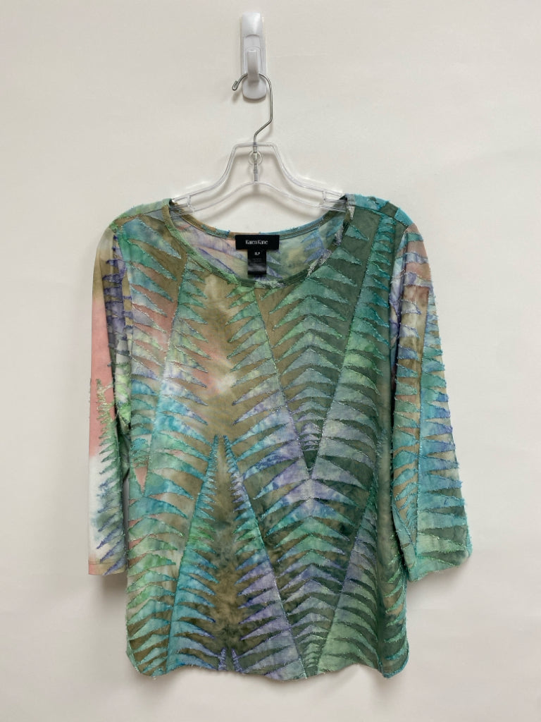 Karen Kane Size XLP Seafoam Lavender/Pink Texture 3/4 Sleeve Petite Top