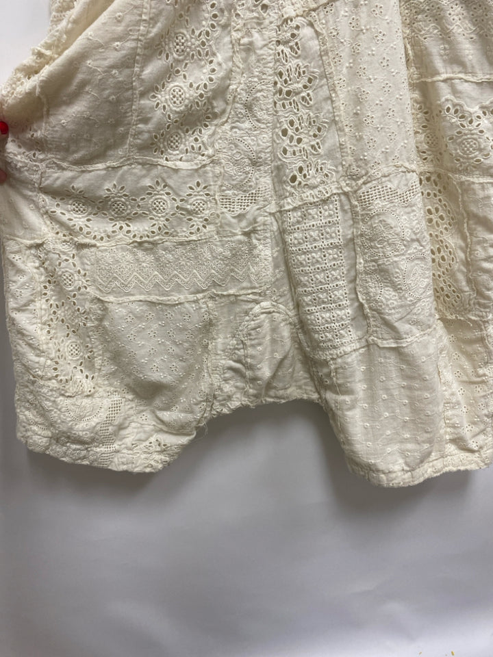 NWT Magnolia Pearl Size OSFM Cream Patchwork Eyelet Ladies Overalls